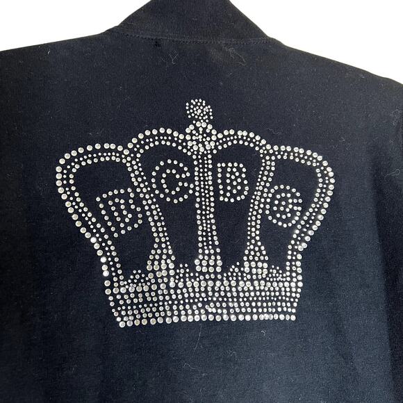 BCBGMAXAZRIA Jacket Women Size Medium Black Full Zip Rhinestone Sweater Crown - Picture 8 of 11